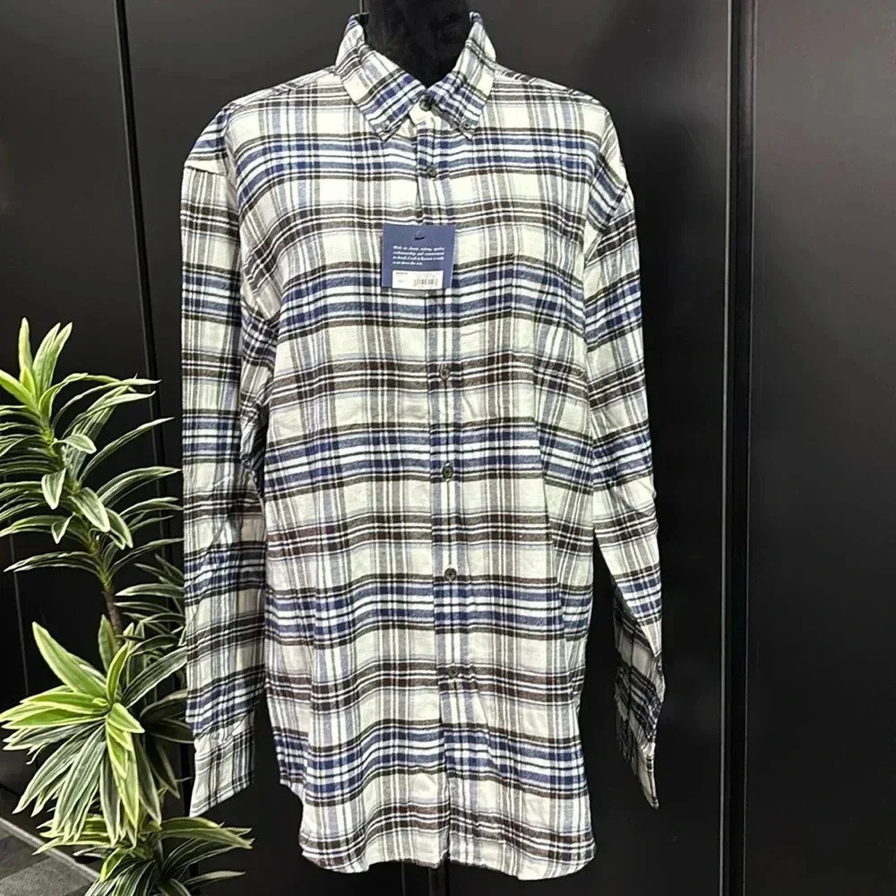 Croft & Barrow Flannel plaid,chest pocket, long sleeve 100% cotton,button down